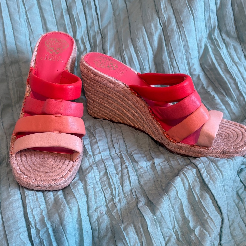 Vince Camuto Multi Strap Leather Wedge Sandals size 9 1/2 NWOT